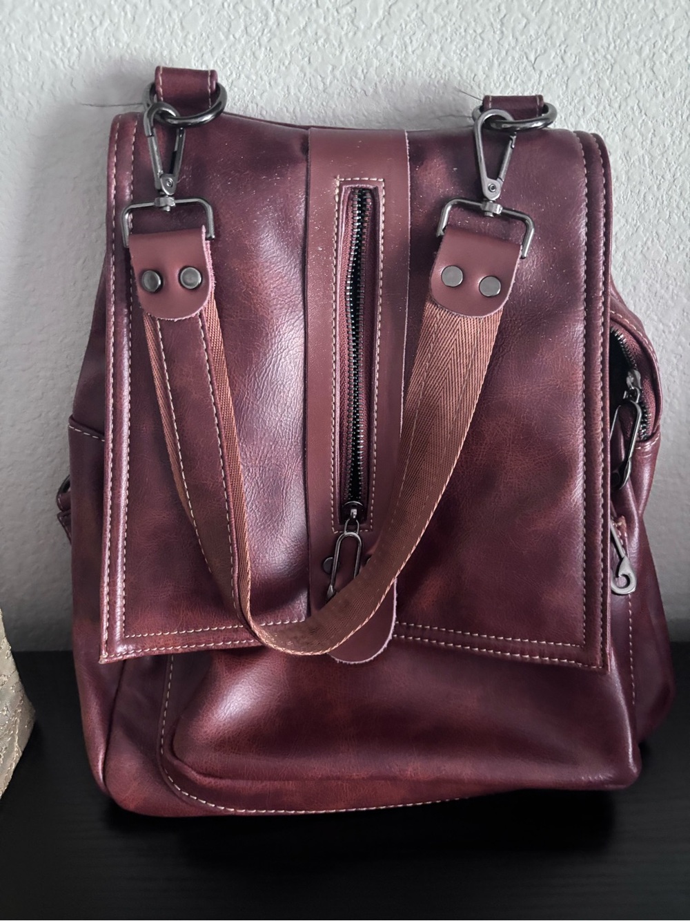 Women's Brown Leather Tote Backpack - Unbranded